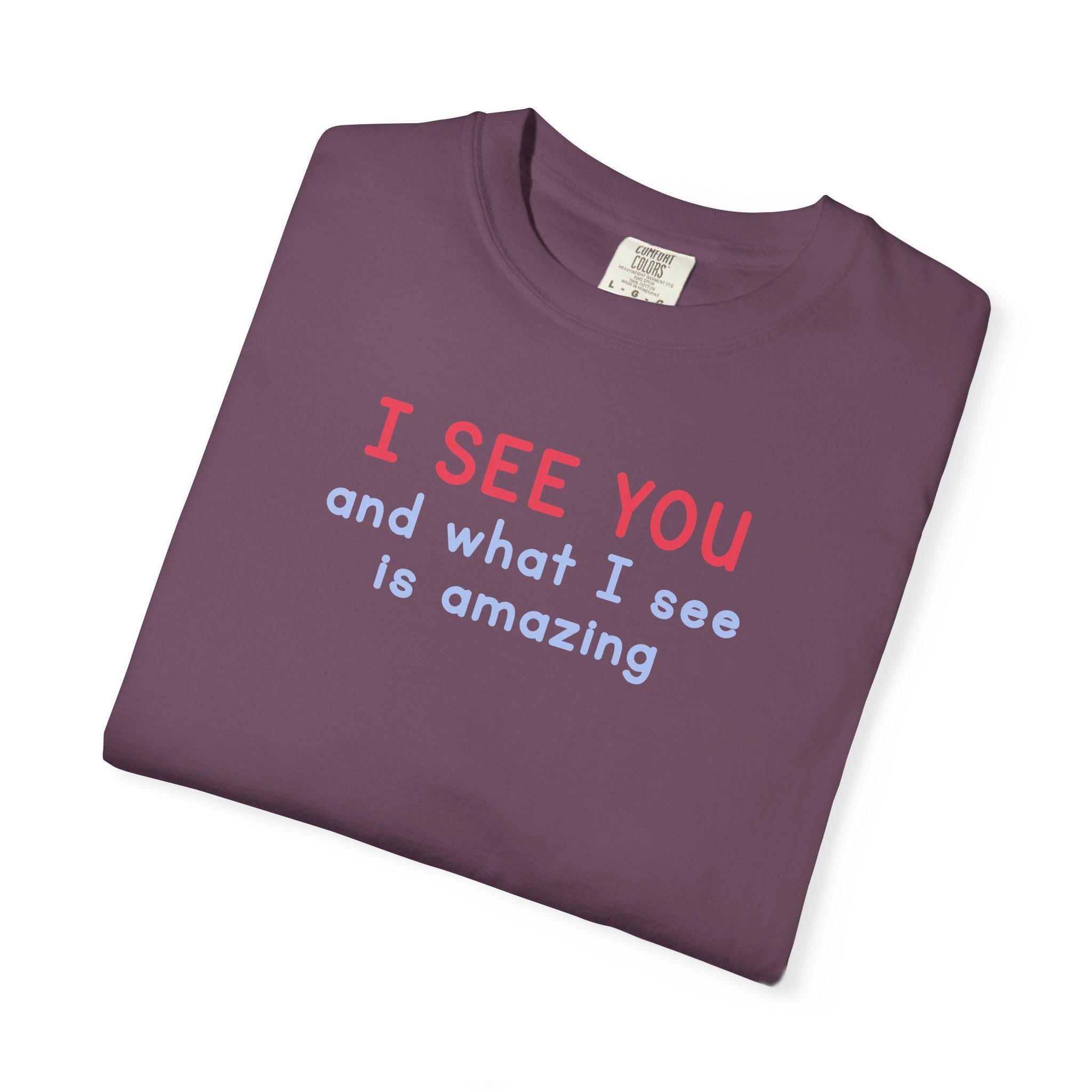 I SEE YOU Blue/Red 100% Cotton T-Shirt