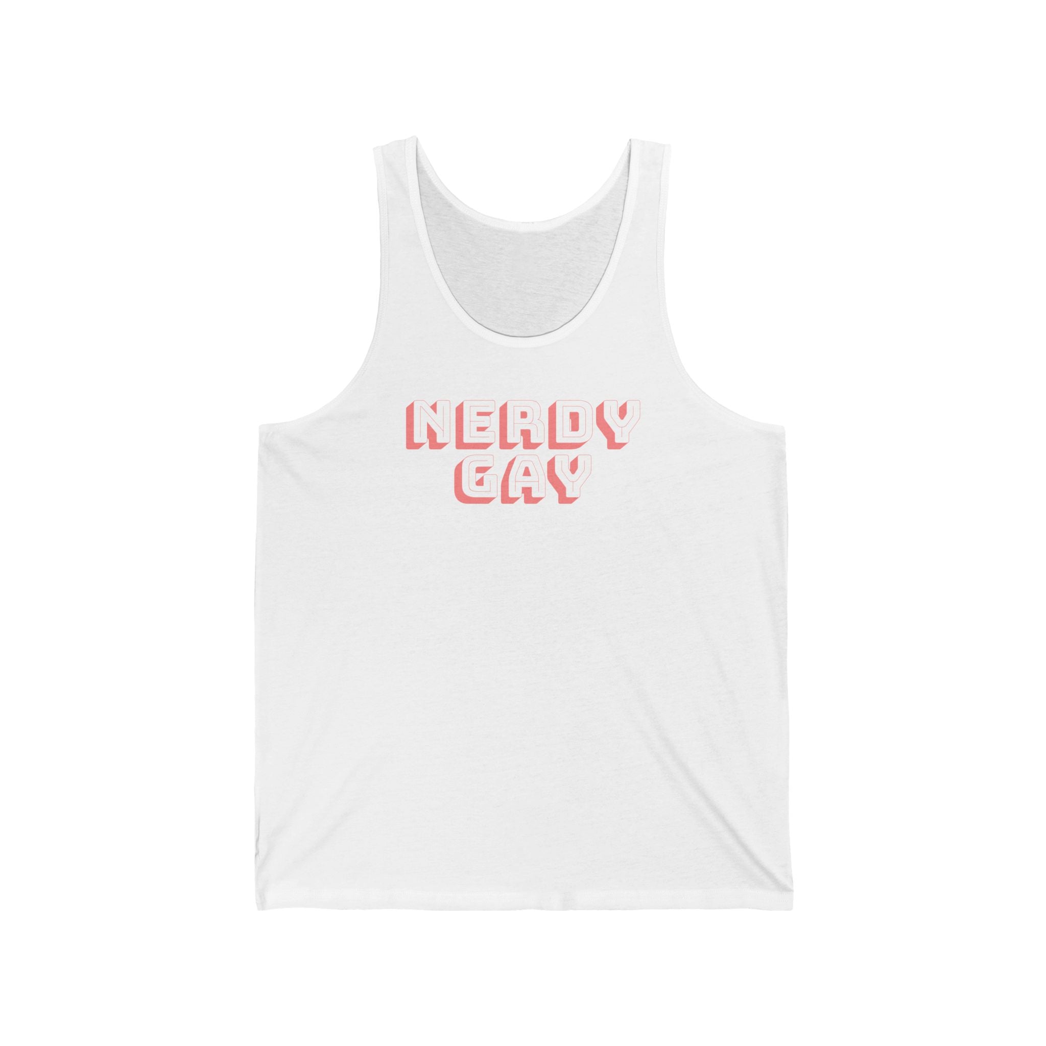 Nerdy Gay White/Pink 100% Cotton Tank Top