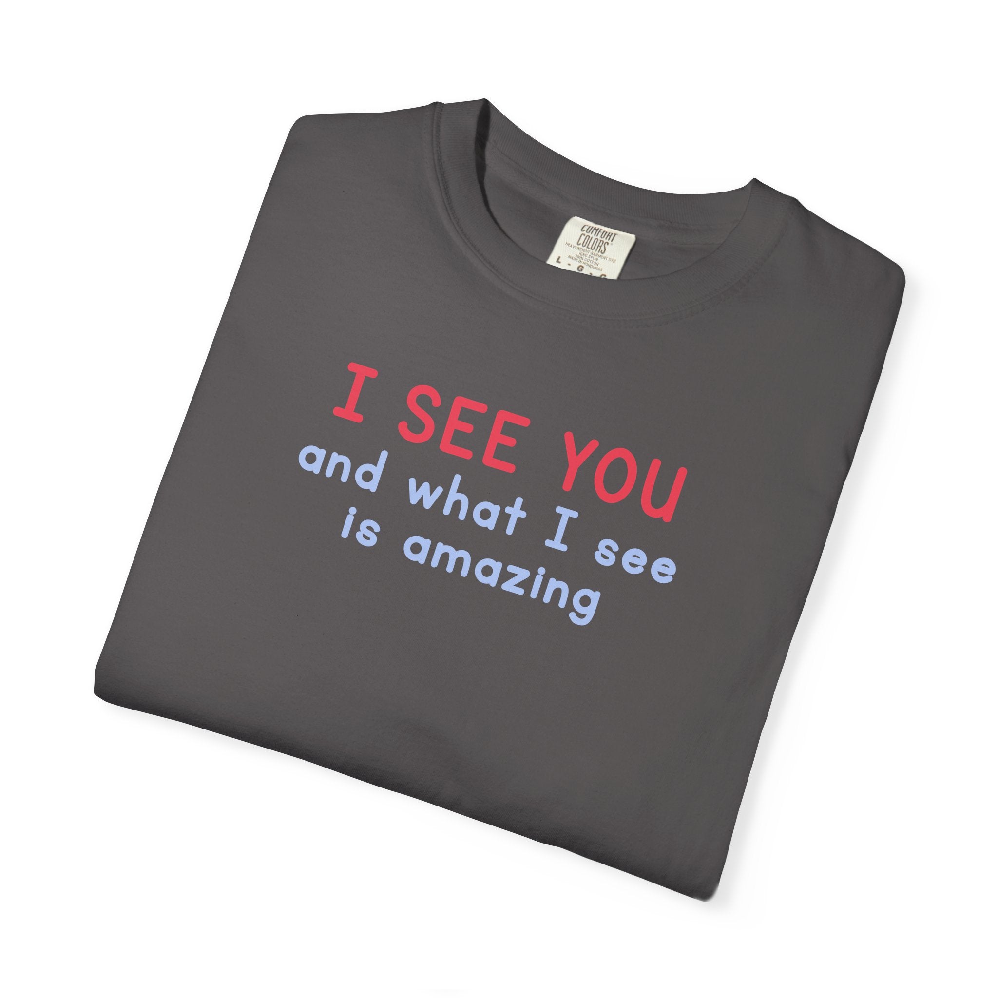 I SEE YOU Blue/Red 100% Cotton T-Shirt