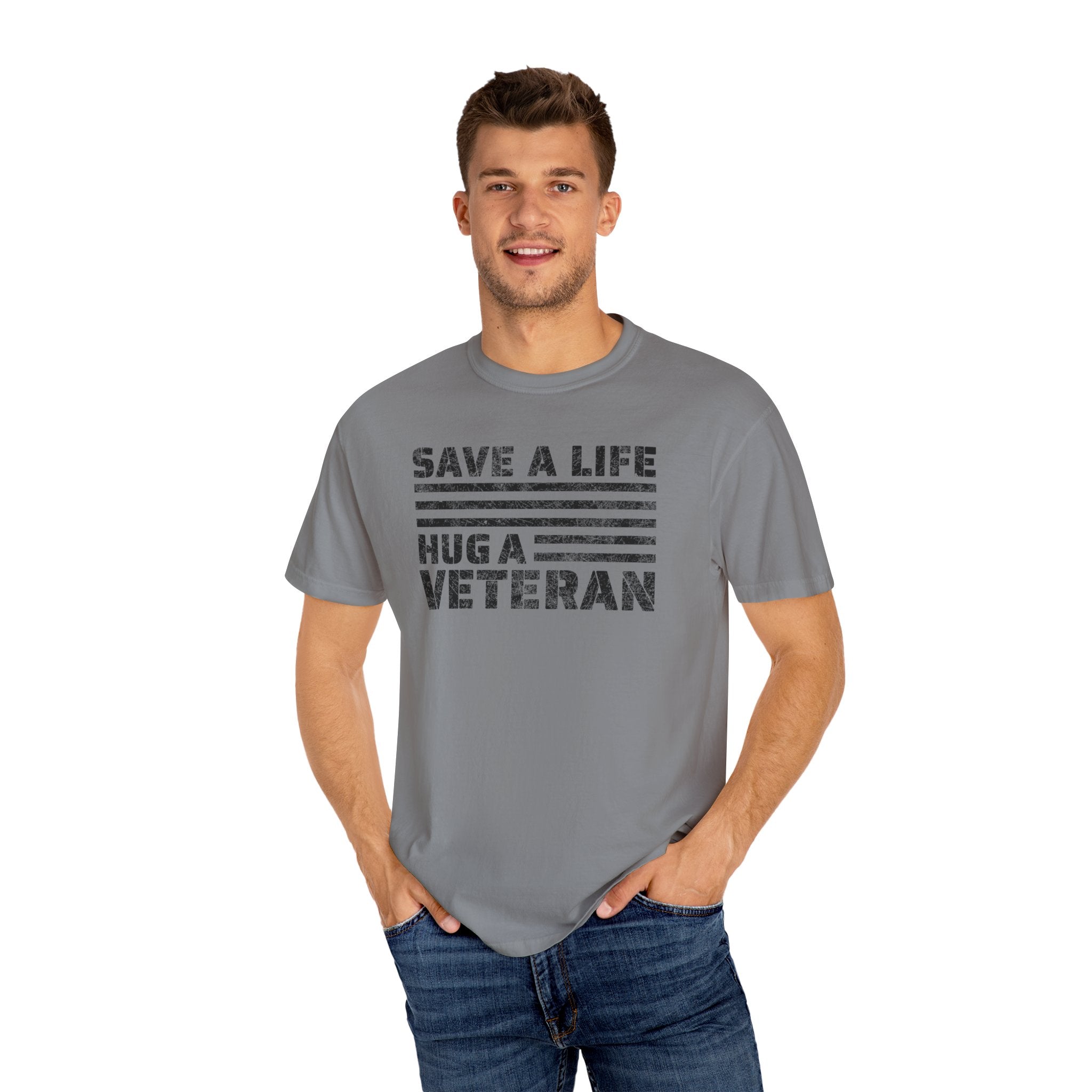 Save A Life; Hug A Veteran - 100% Cotton T-Shirt