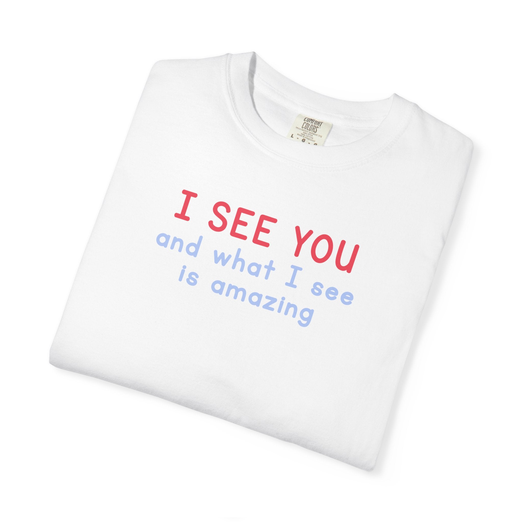 I SEE YOU Blue/Red 100% Cotton T-Shirt