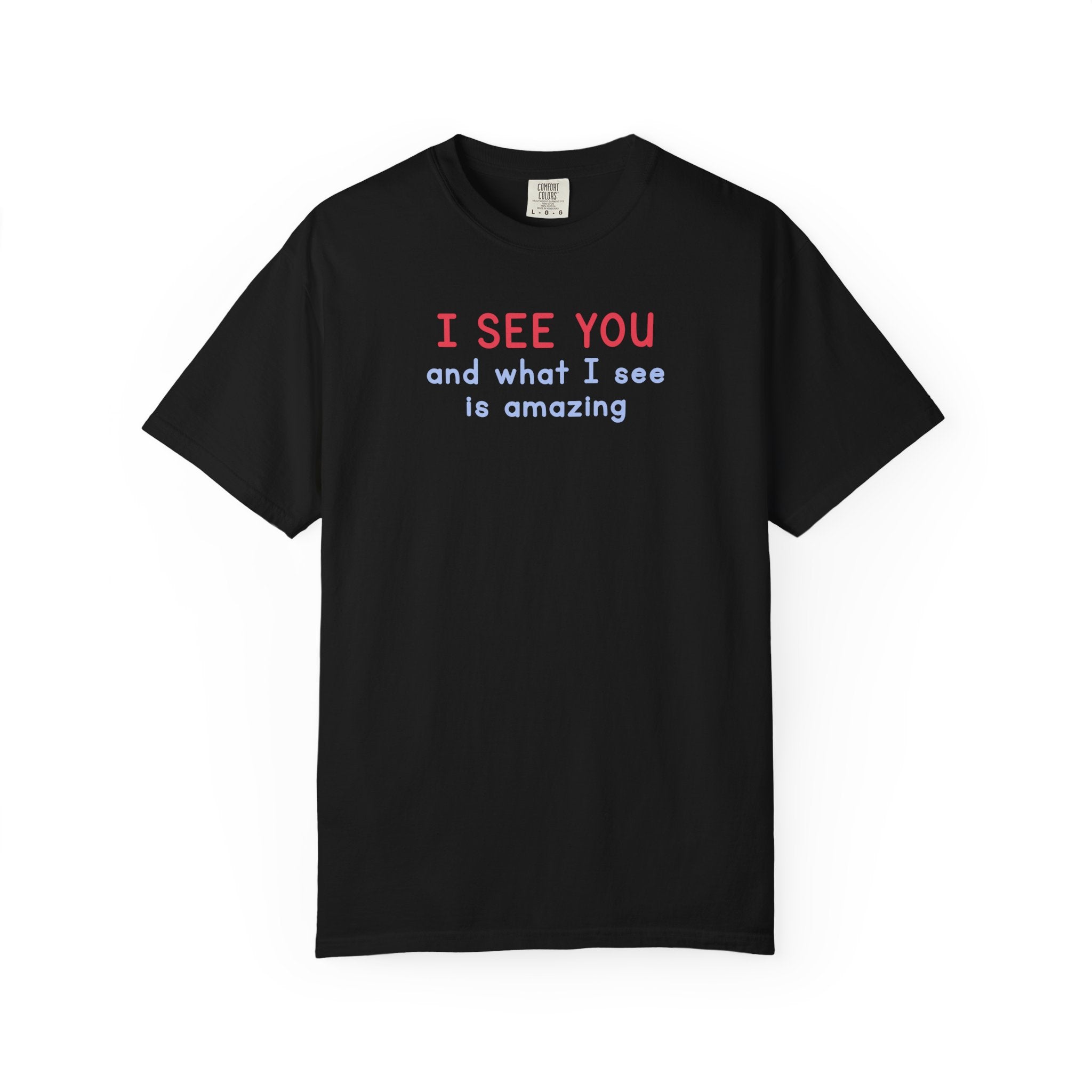 I SEE YOU Blue/Red 100% Cotton T-Shirt