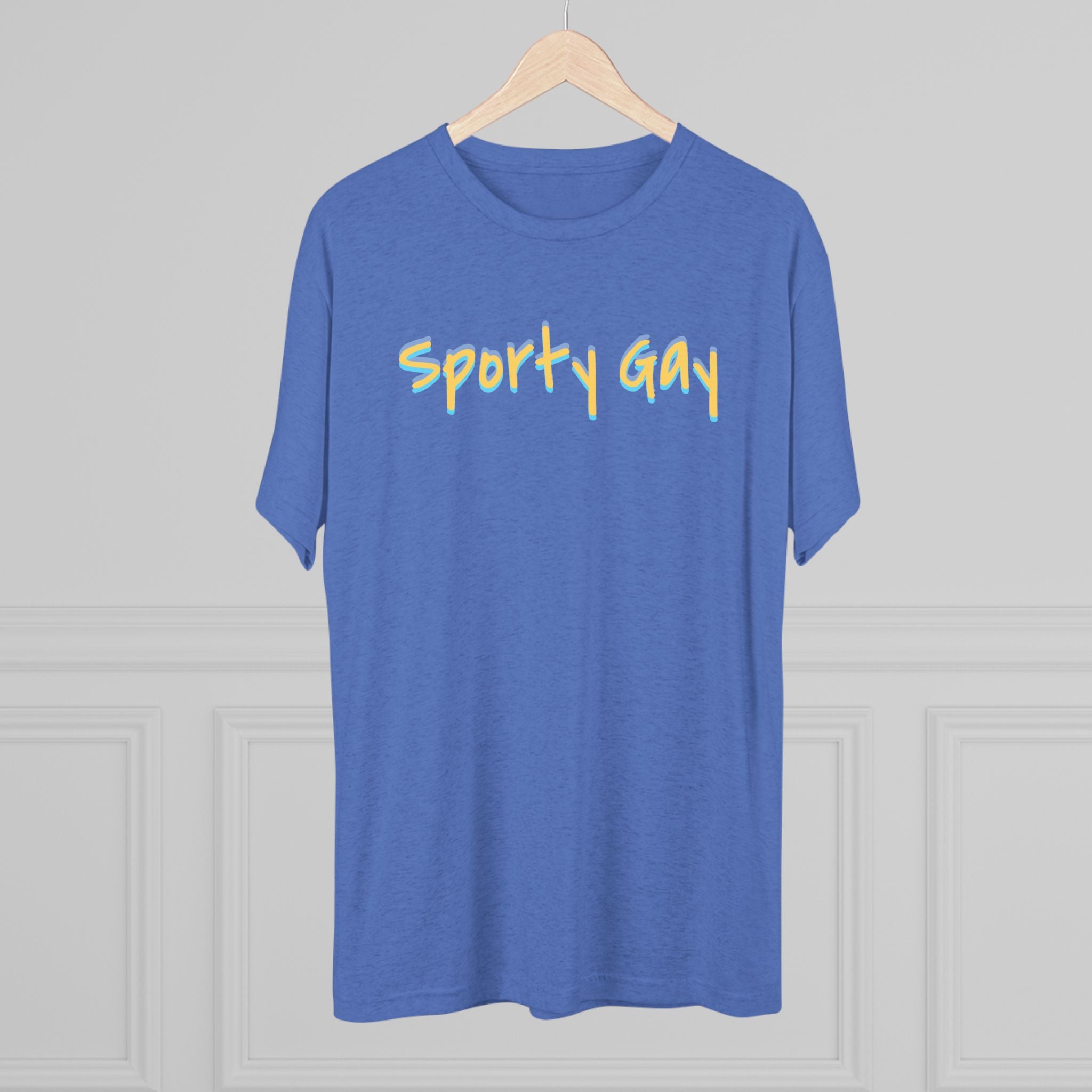 Sporty Gay Royal Blue/Yellow Tri-blend T-shirt