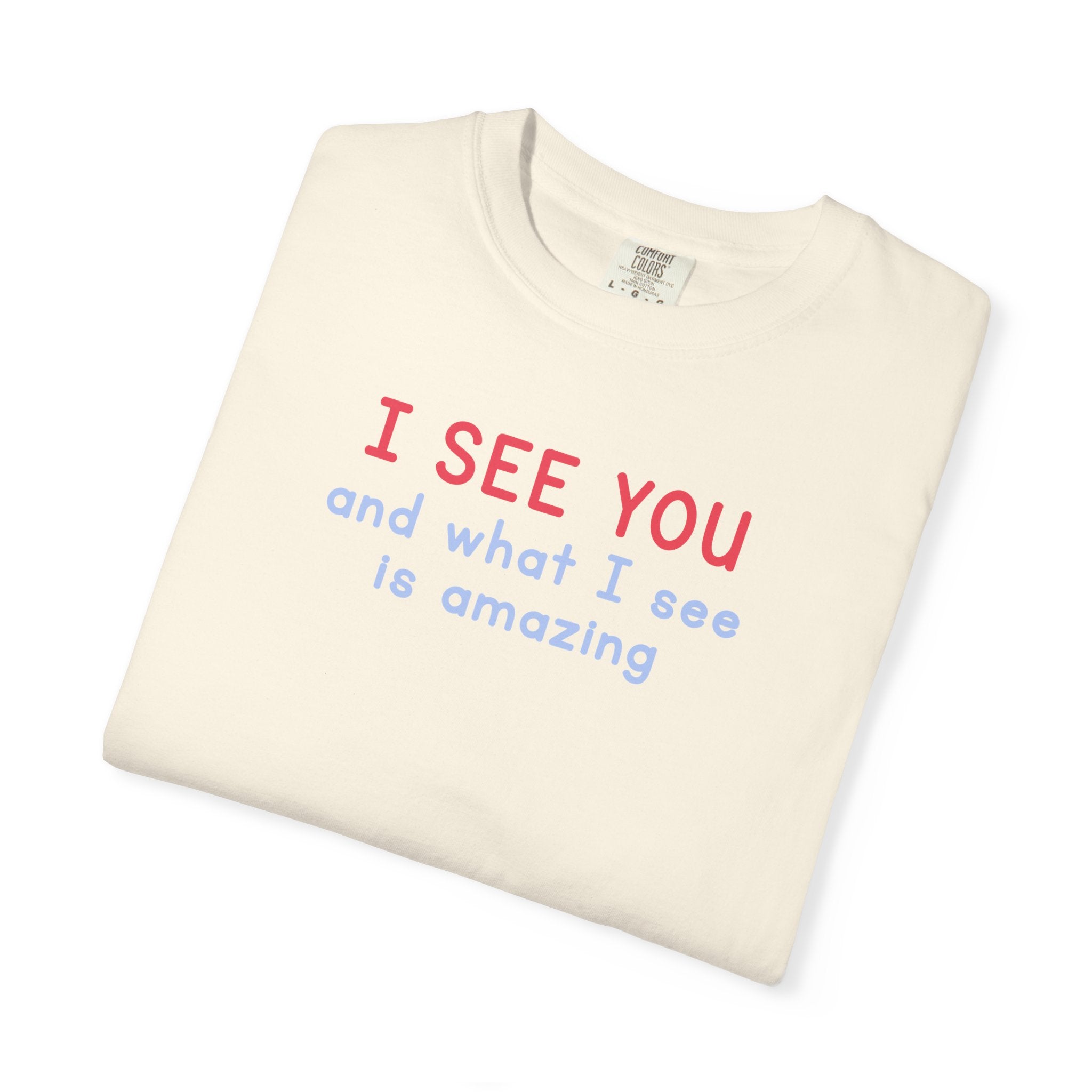 I SEE YOU Blue/Red 100% Cotton T-Shirt