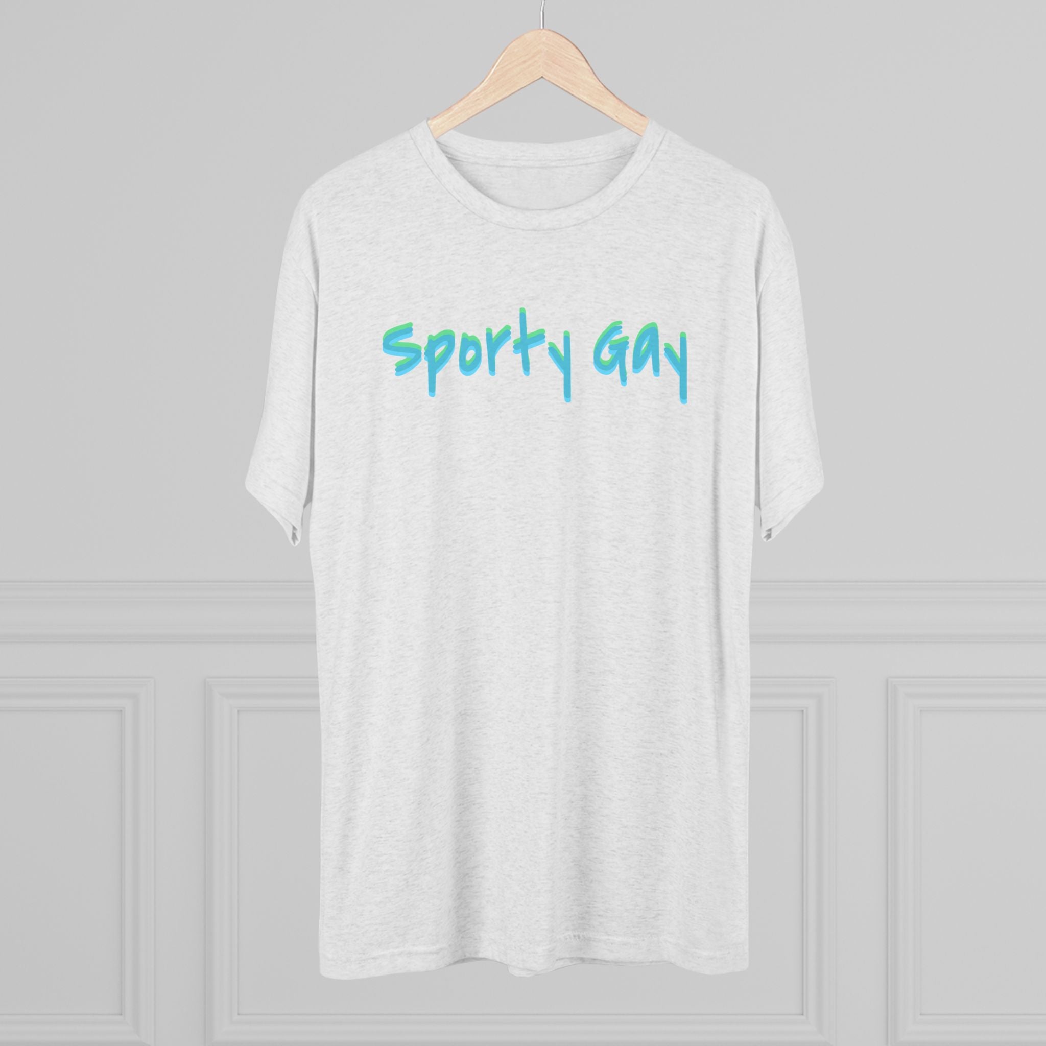 Sporty Gay White Heather/Blue Tri-Blend T-shirt