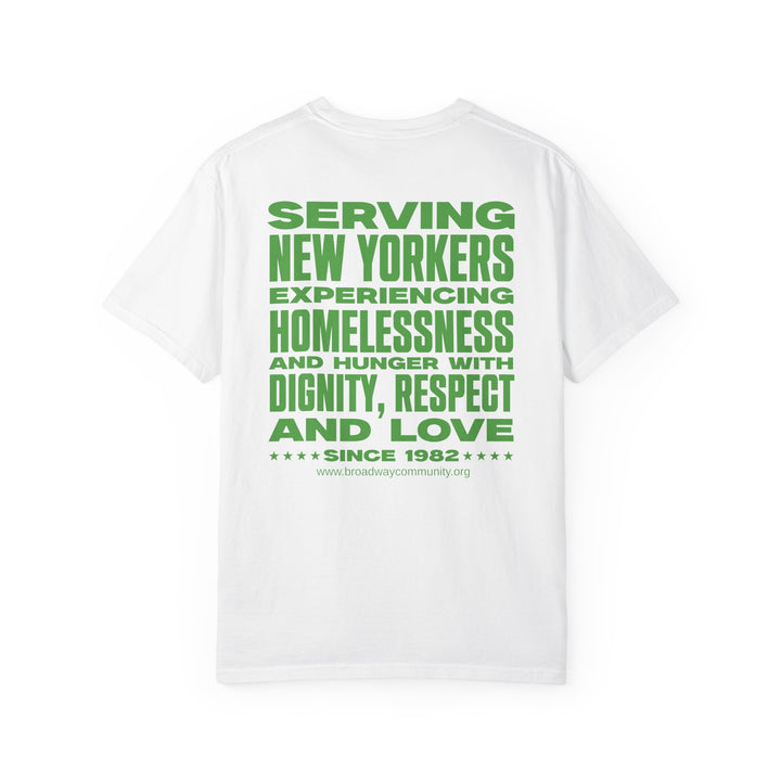 Serving New Yorkers White T-Shirt – Broadway Community Collection