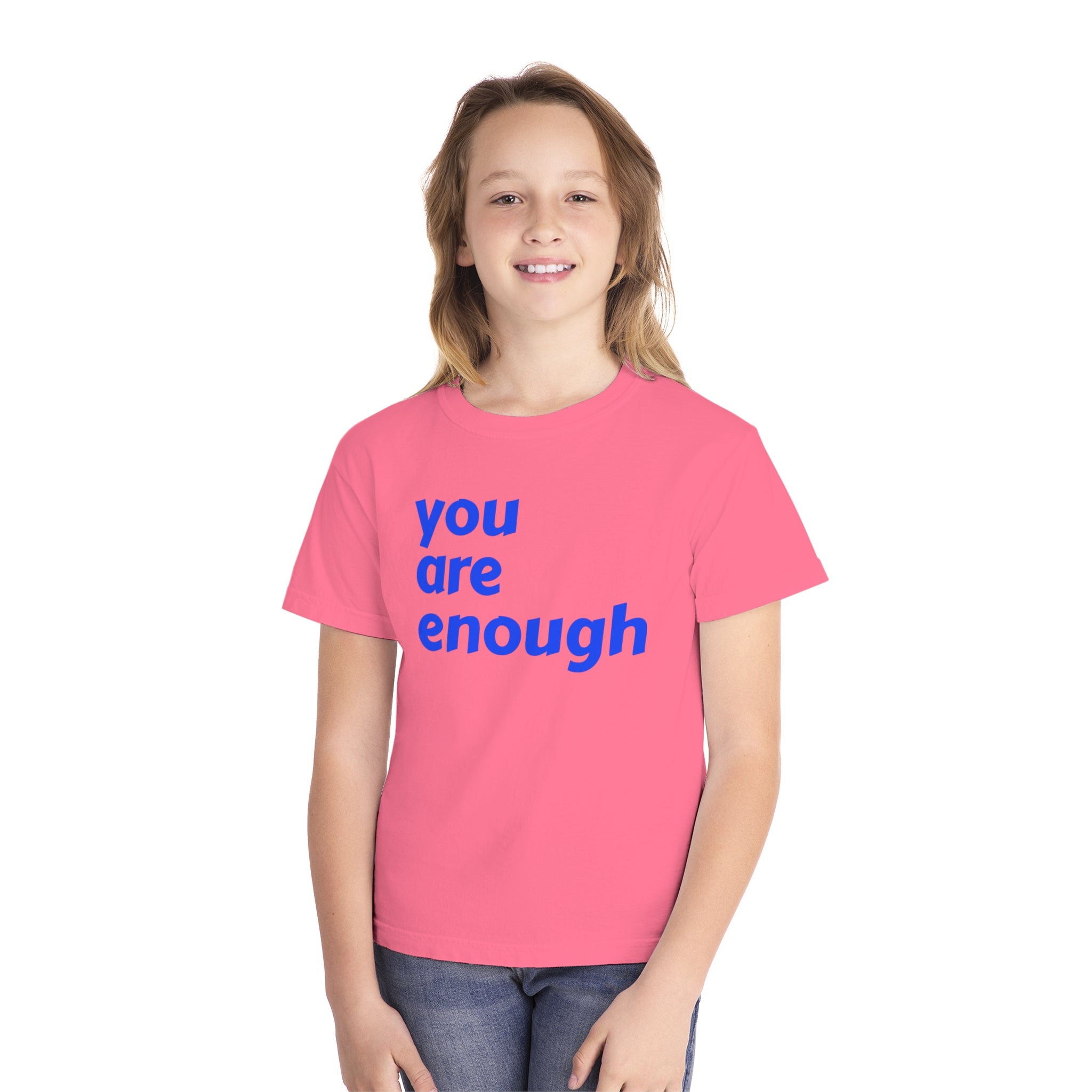 Youth - You Are Enough in Bold Blue T-shirt