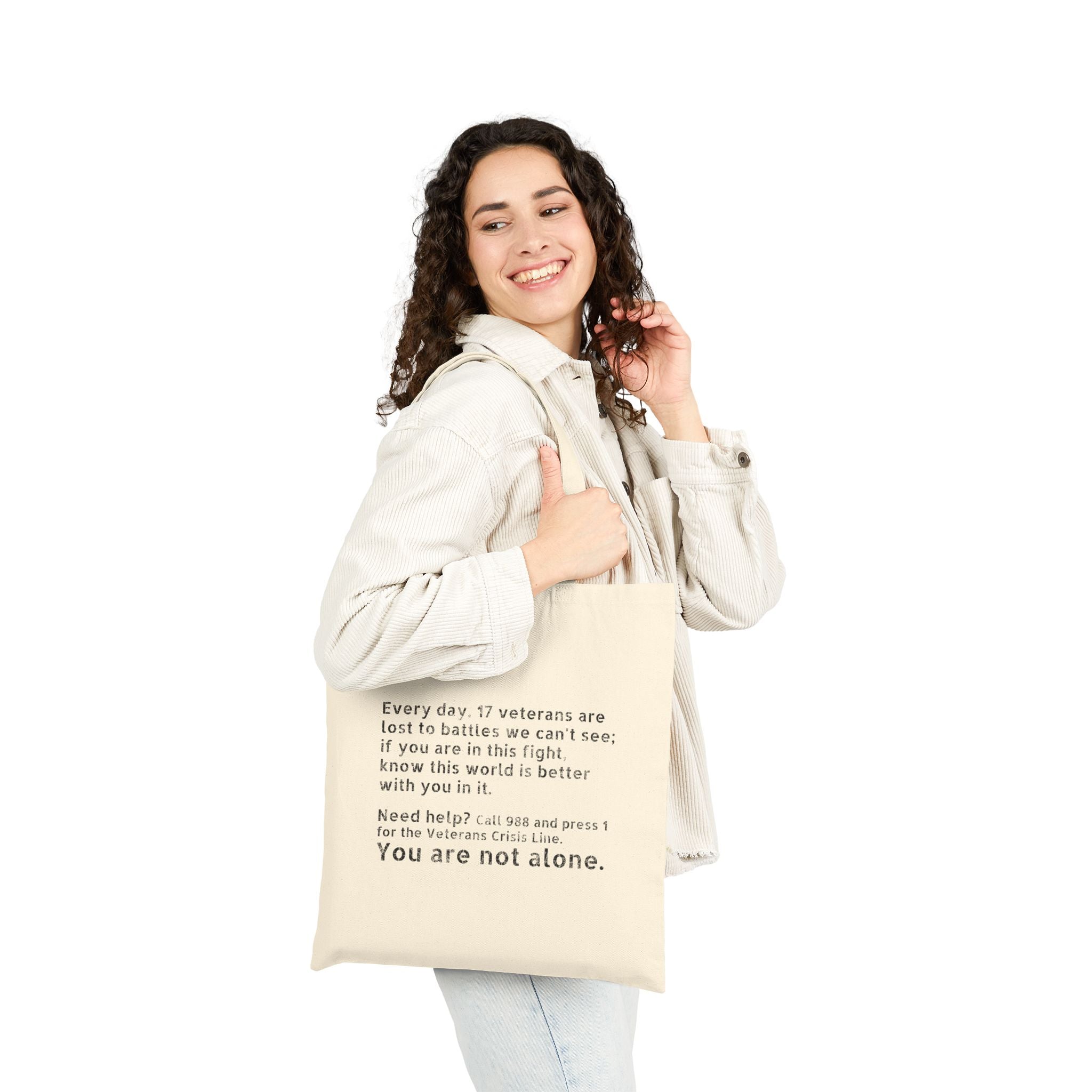 Save A Life; Hug A Veteran - Natural 100% Cotton Tote Bag