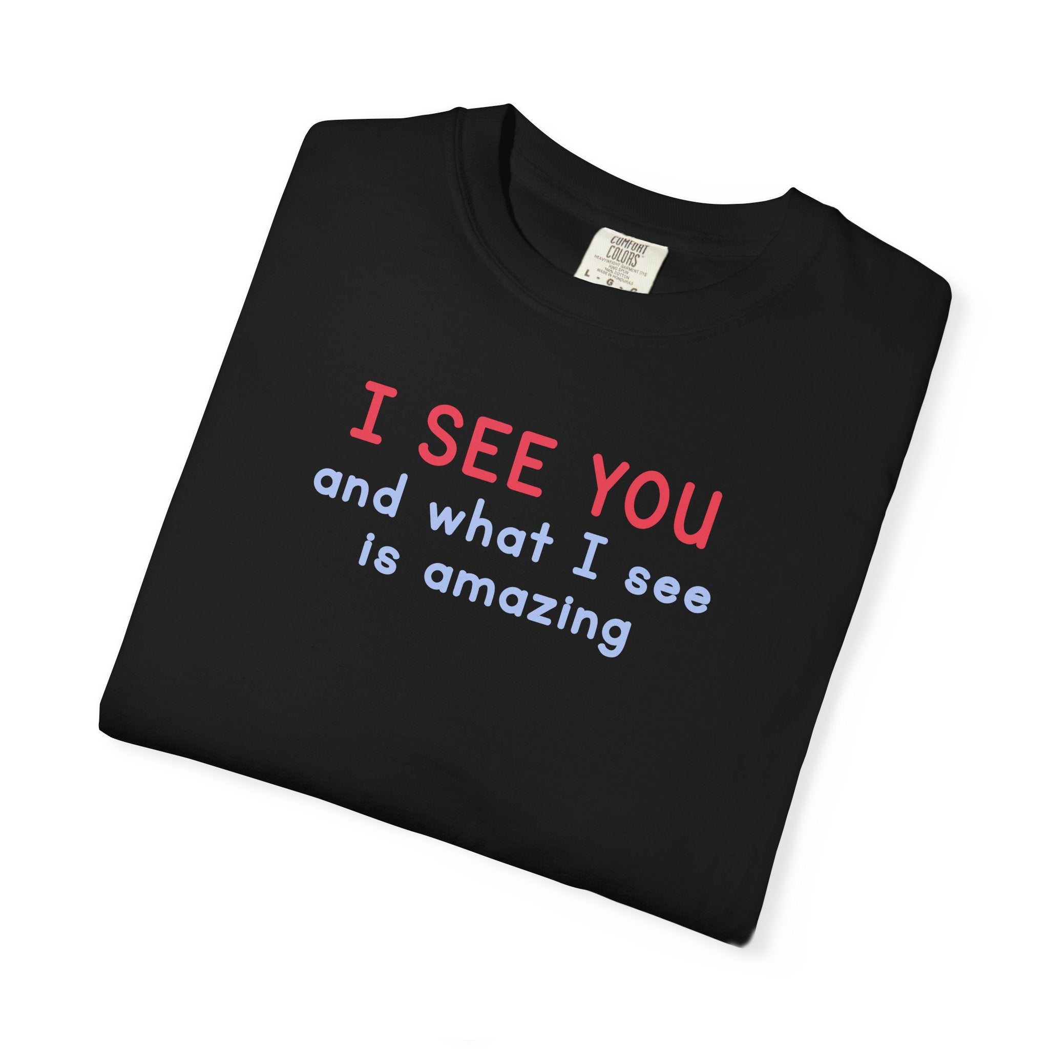 I SEE YOU Blue/Red 100% Cotton T-Shirt