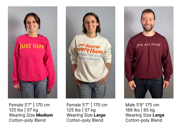 You Are Loved Are You Sweatshirt Size Chart